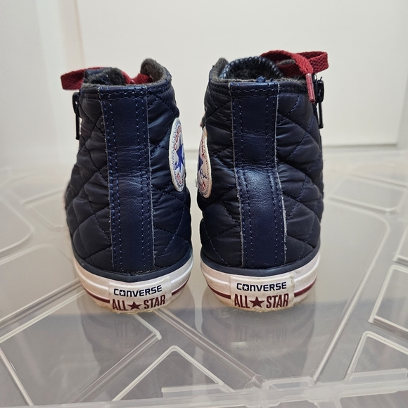 Converse All Star High Top Youth 2 Blue Quilted Zip Lace - Picture 4 of 6